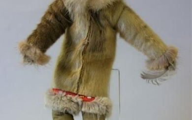 Inuit Eskimo Male Doll w/ Fur & Hide