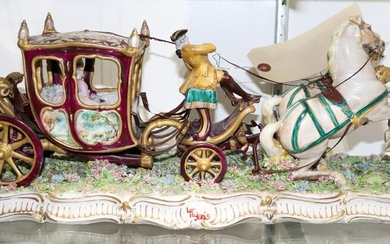 Italian Luigi Fabris porcelain figure horse drawn