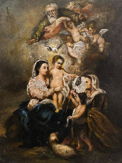 Italian School 18th Cent. Religious Scene Oil on Copper