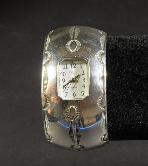J. Wright, Navajo Sterling Watch Band Cuff