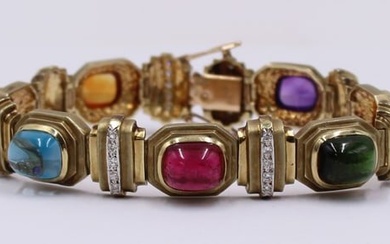 JEWELRY. 14kt Gold, Gem Cabochon and Diamond