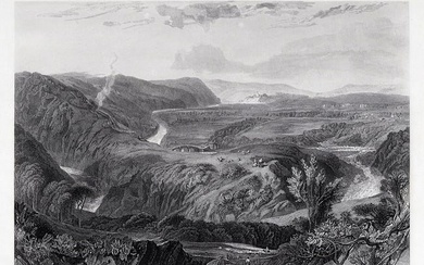 JMW TURNER 1800s Engraving Distant view of Hornby Castle Framed Signed