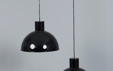 JOHANNES HAMMERBORG. Fog & Morup, two pendant lamps/ceiling lamps, metal, Denmark, 1970s (2).