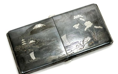 Japanese Silver Inlaid and mount Mixed Metal Case
