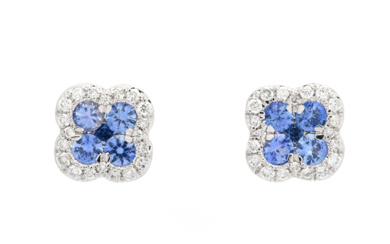 Jewellery Earrings EARRINGS, 18K white gold, 10 blue sapphires 0,...
