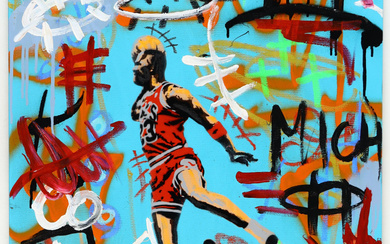 "Jump_ Michael Jordan's Power" 28x22 Original Painting on Canvas by Tadas Zaicikas (Zaicikas)
