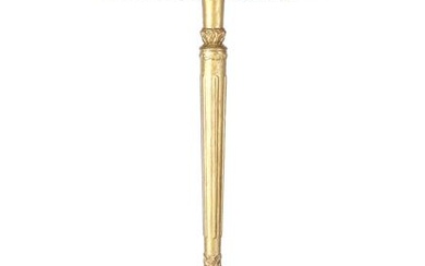 (-), Klassieke houten goudgekleurde vloerlamp met gestoffeerde kap,...