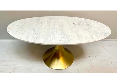 LOW TABLE, 1960s Italian style, marble top on gilt metal bas...