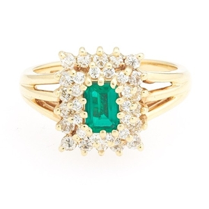 Ladies' Gold, Emerald and Diamond Ring