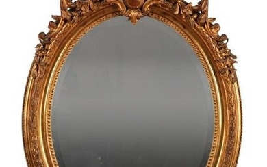 Large American Beaux Arts Giltwood Oval Mirror