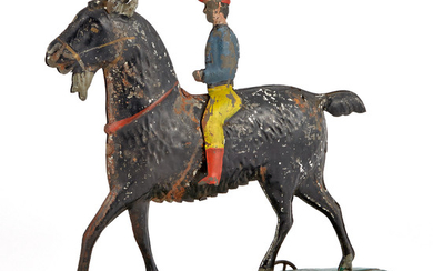 Large Billy Goat with Rider Tin Toy