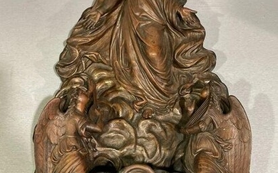 Large Bronze Figural Relief Holy Water Font