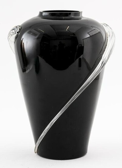 Large Decorative Black Glass Vase
