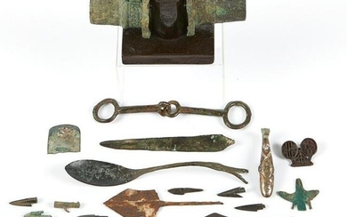 Large Group of Archaic Chinese Bronze Pieces