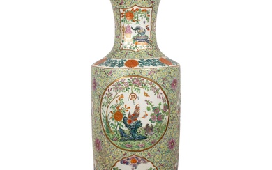 Large famille verte porcelain vase Chinese, 19th Century painted with...