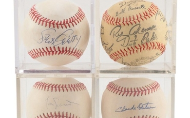 Lasorda, Garvey, Osteen Signed Baseballs with Vintage Stamped Team Ball COA