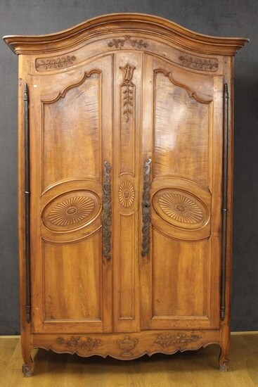 Late 18th century cabinet in walnut and fruit wood, moulded...