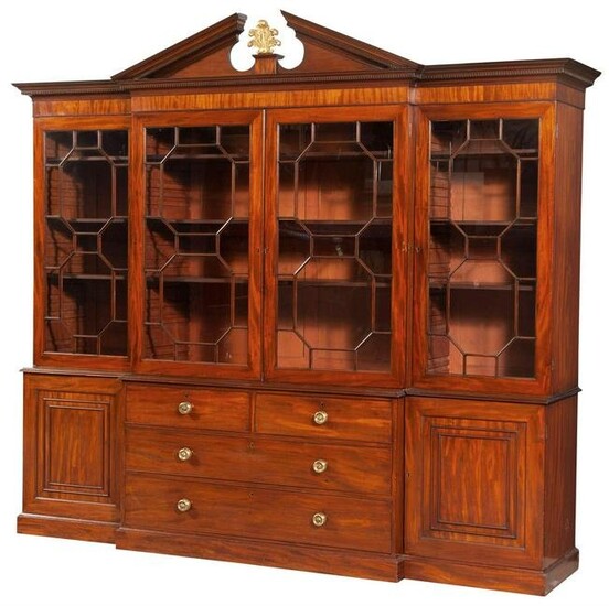Late George III Mahogany and Parcel Gilt Breakfront