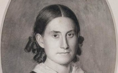 Levi North (1821- American) Miniature Portrait of Laura