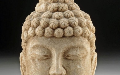 Lifesize Chinese Ming / Qing Stone Buddha Head