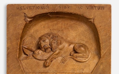 "Lion of Lucerne" Black Forest Walnut Relief