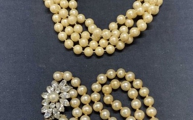 Lot 2 Vintage Faux Pearl Beaded Necklaces