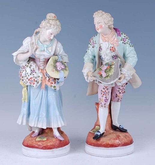 A pair of circa 1900 Sitzendorf porcelain courtship figures