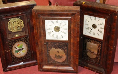 Lot details An American mahogany cased droptrunk wall clock (lacking...