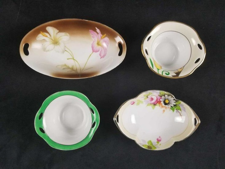Lot of 4 Handpainted Serving Bowl Dishes