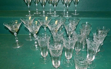 Lot of Etched Stemware
