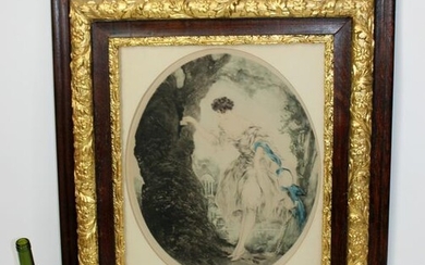 Louis Icart "La Cachette" original drypoint etching