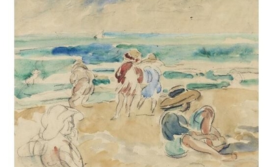 Louis Valtat 1869-1952 (French) Beach scene charcoal