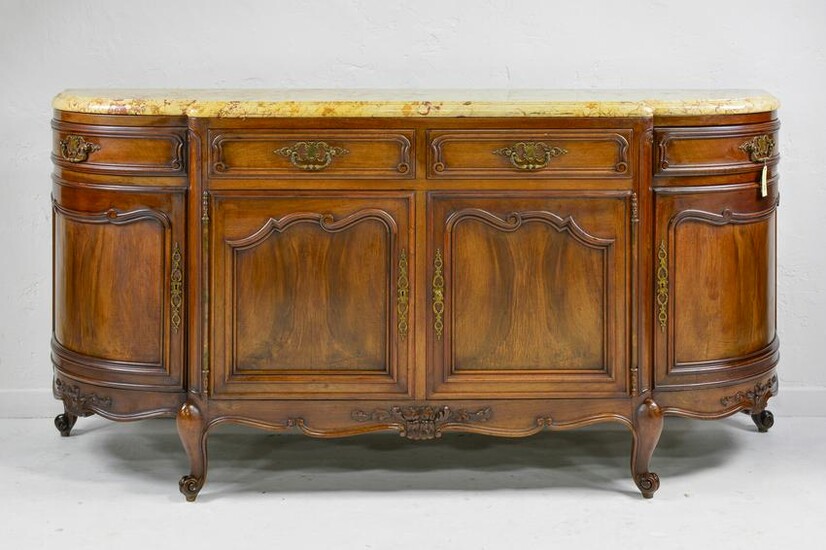 Louis XV Style Marble Top Bow Front Server / Sideboard