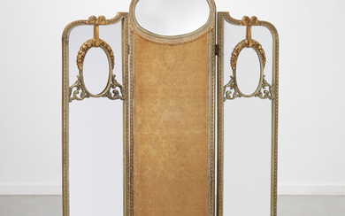 Louis XV style mirrored trifold dressing screen