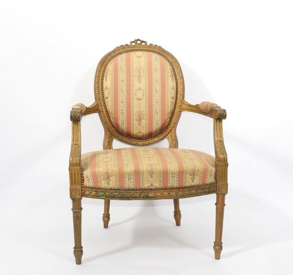 Louis XVI period armchair in carved wood 18th