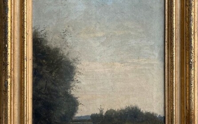 Lucien SCHMIDT (1825-1891) Paysage à la rivière, 1882. Huile sur toile signée et datée en...