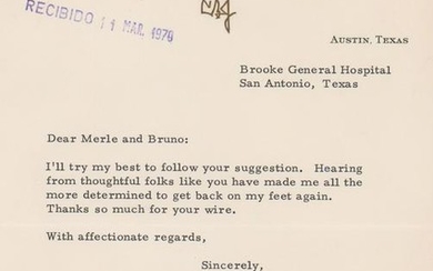 Lyndon B. Johnson Typed Signed Letter Beckett LOA