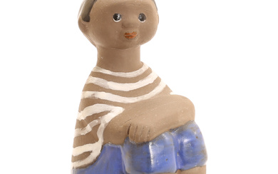 MARI SIMMULSON. Figure, seated boy, earthenware, Upsala Ekeby.