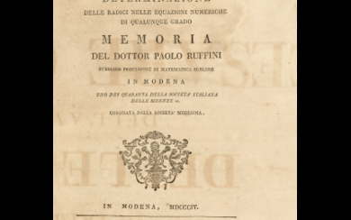 [MATEMATICA] - Lotto di due importanti prime edizioni per la storia della matematica di Ruffini e Legendre: - RUFFINI, Paolo...