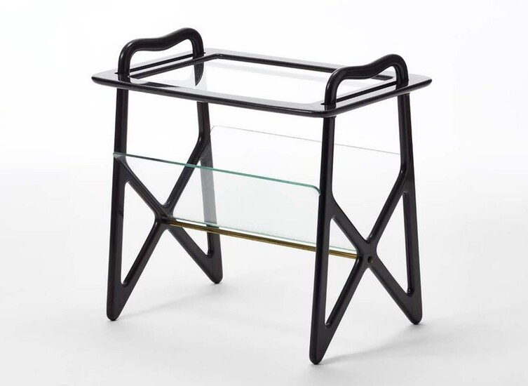 Magazine rack in solid mahogany wood structure