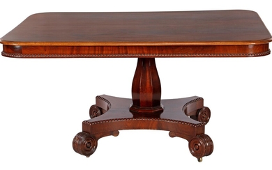 (-), Mahogany table with folding top with pearl...