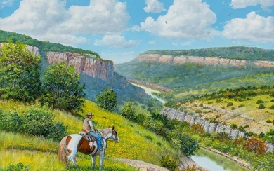 Manuel Garza (b. 1940), "Cowboy", oil on canvas