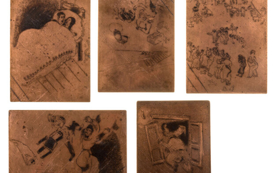 Marc Chagall (1887-1985) Maternité (Kornfeld 65-69) The rare and important set of copper plates for the etchings, 1925-26, the edition printed by Louis Fort and Paul Haasen, each circa