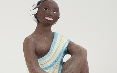 Mari Simmulson figure. Rare ceramic figure of a half-naked Tahitian woman. Upsala-Ekeby. approx.