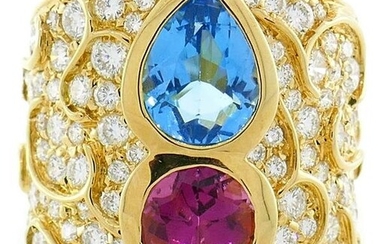 Marina B Yellow Gold Ring with Blue Topaz Tourmaline