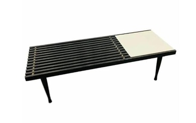 Mid-Century Modern Herman Miller George Nelson Coffee Table, Benchslat style brass and ebony coffee