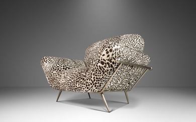 Mid Century Modern Lounge Chair in Animal Print for Carsons Attributed to Milo Baughman USA c.