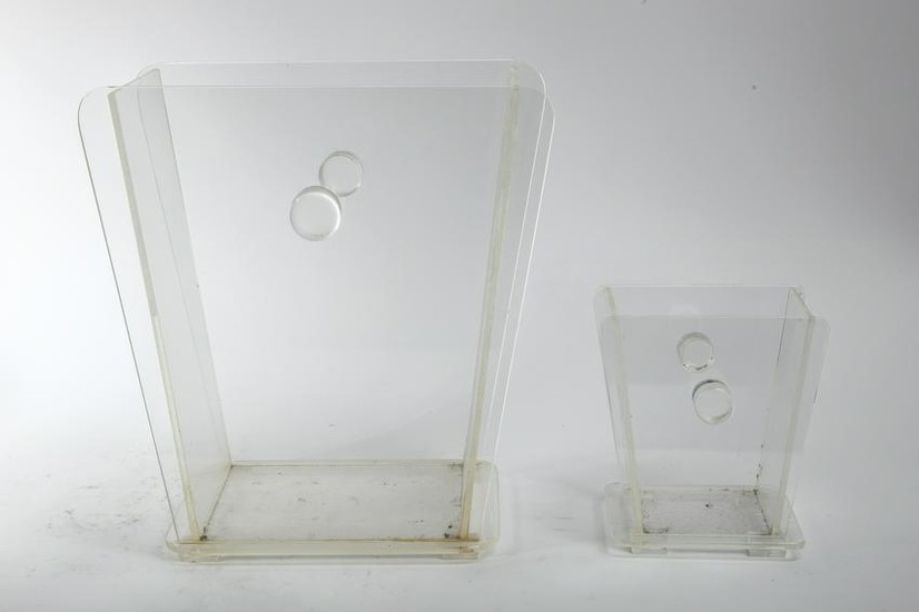 Modernist Clear Lucite Ice Buckets, 2