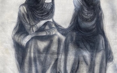 Modernist Scene Of Muslim Women In Burkas, Signed
