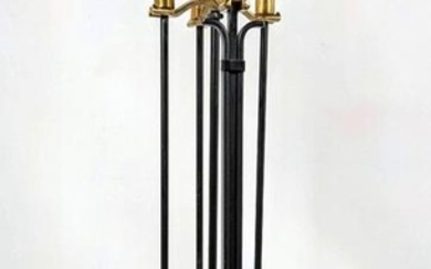 Modernist style brass and Black Iron Fireplace Tool Set